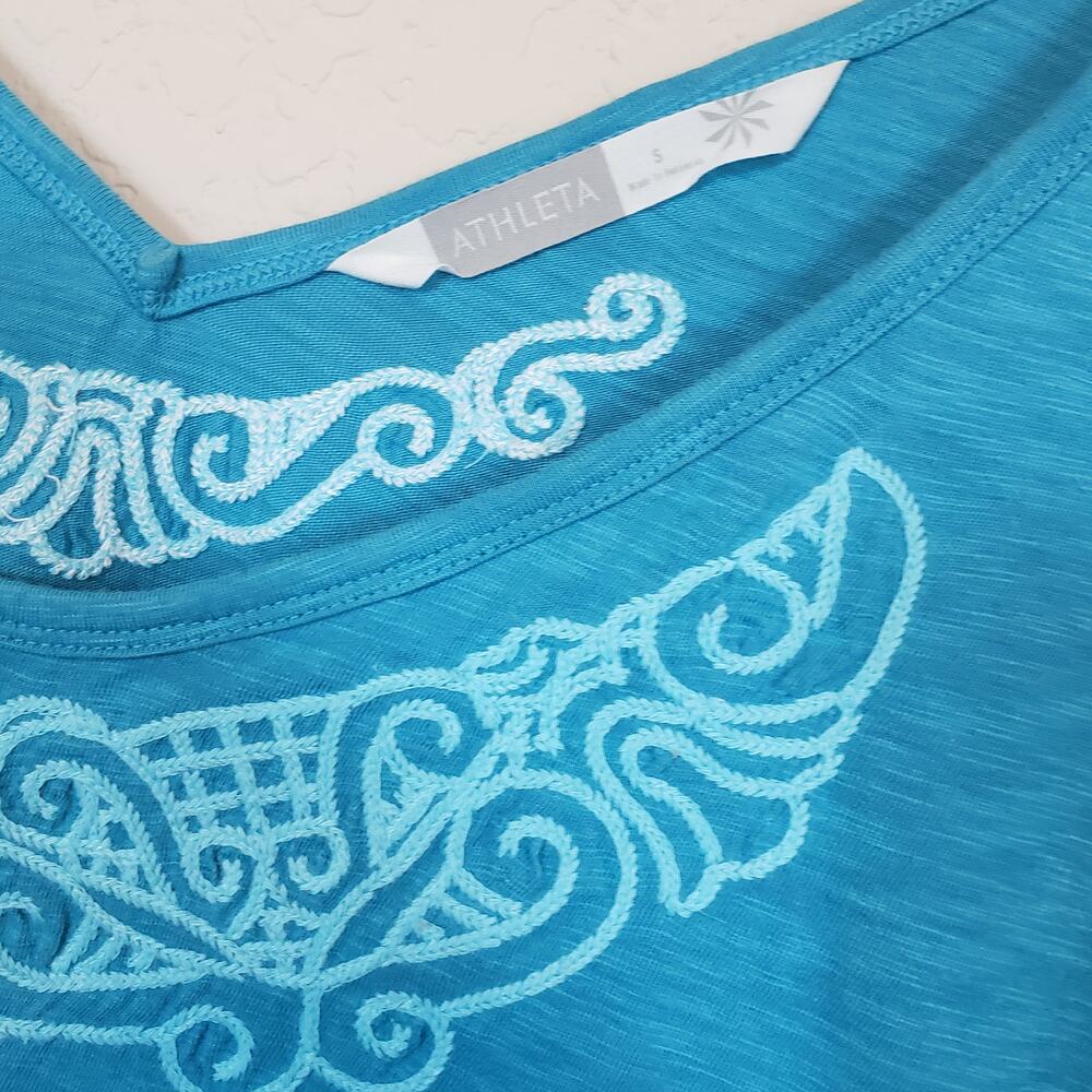 Athleta Embroidered Blue Taj Tunic Dress Women's Small Casual - Picture 3 of 9